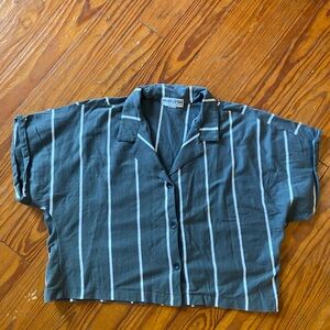 Vintage Hang Ten Gray Striped Women’s Cropped Shirt